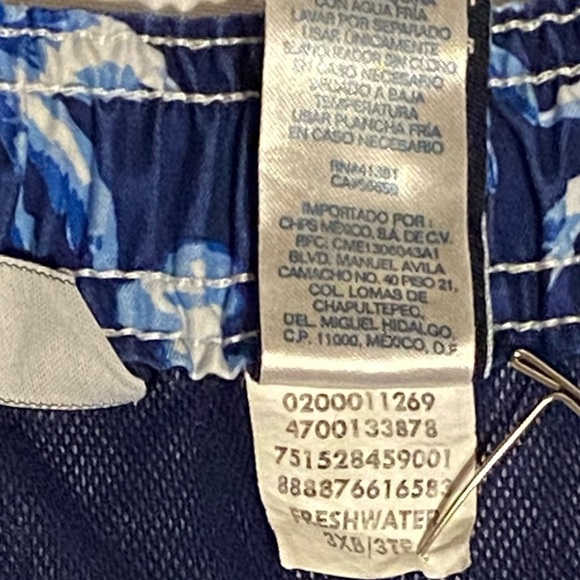 Chaps Swim Shorts Big Man Plus Size 3X Tropical Blue Side Pocket Y2K - Picture 3 of 10